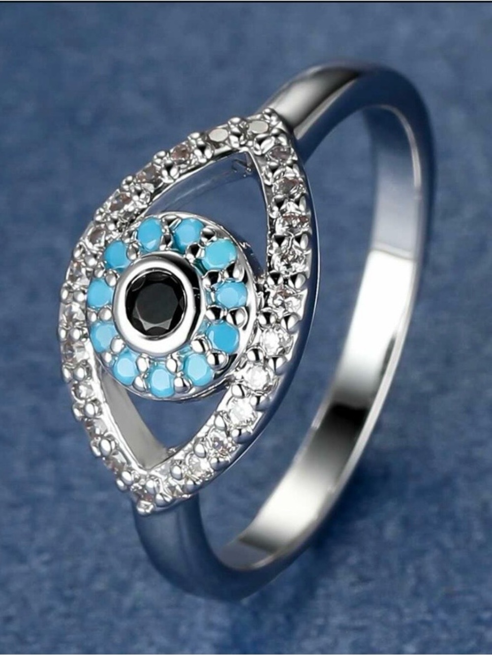 Silver Evil Eye Ring sizes 5-10